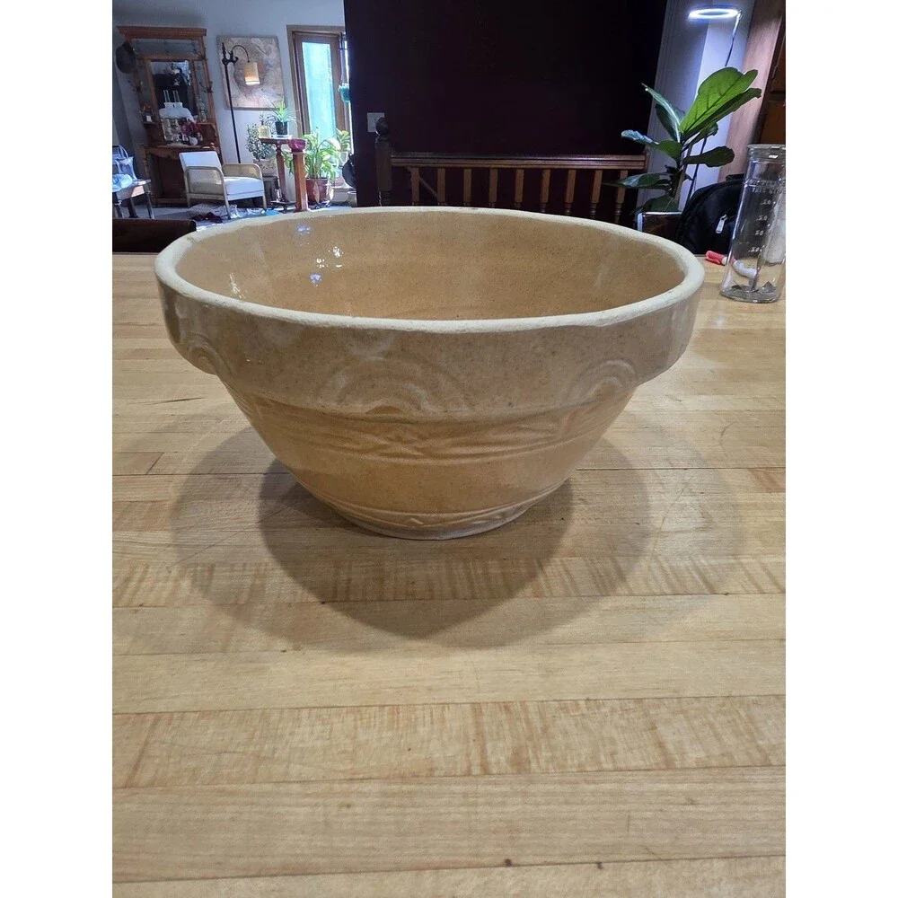 Vintage Robinson Ransbottom Crown Star Stoneware Mixing Bowl - Roseville, Ohio